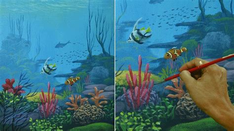 Acrylic Seascape Painting Tutorial | Underwater Corals and Fishes by JM ...