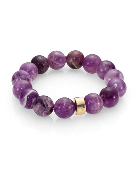 Nest Amethyst Beaded Stretch Bracelet in Purple | Lyst