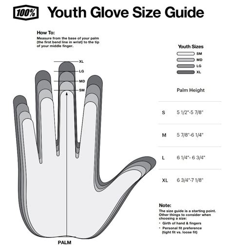 100% Youth Glove Sizing Chart – 99bikes.co.nz