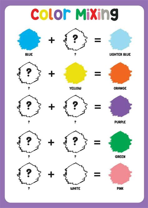 Mixing color worksheet. Learning about color. Educational sheet for preschool. Vector ...