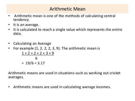 Arithmetic mean formula – Printable graphics