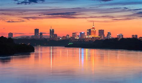 Warsaw - Skyline By Night, Panoramic Photograph by Jan Wlodarczyk ...