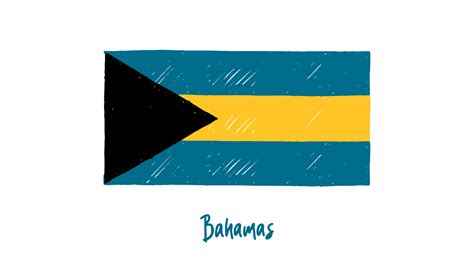 Bahamas Flag Marker or Pencil Sketch Illustration Vector 8877615 Vector ...