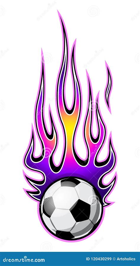 Vector Illustration of Football Soccer Ball Icon with Flames. Stock ...