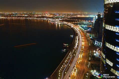 Doha Corniche at Night | Doha, Aerial view, Qatar