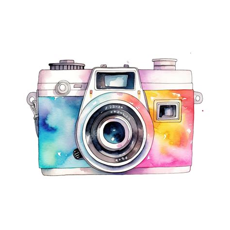 Watercolor Camera Cute Clip Art, Watercolor, Hand, Draw PNG Transparent ...