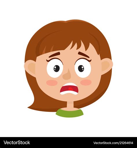 Little girl scared face expression cartoon Vector Image