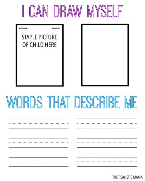 Draw & Describe Yourself Free Printable For Kids - The Realistic Mama