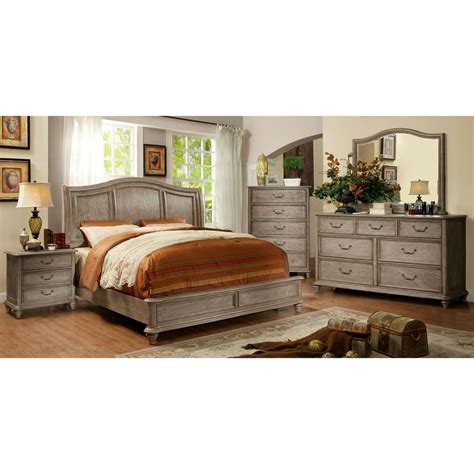 Furniture of America Tury Rustic Grey Solid Wood 4-piece Bedroom Set ...