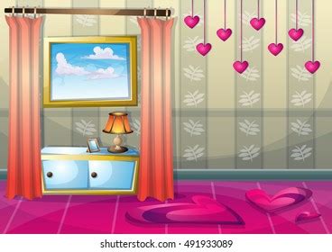 Pink Cartoon House Wallpaper Vecktor Stock Vector (Royalty Free ...