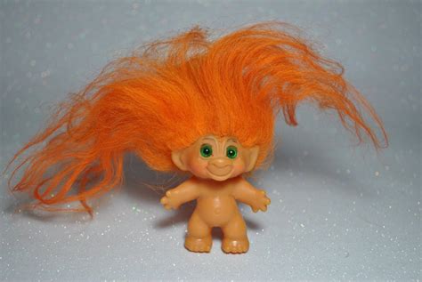 Vintage 1960s Unmarked Troll Doll Original Green Spiral Eyes