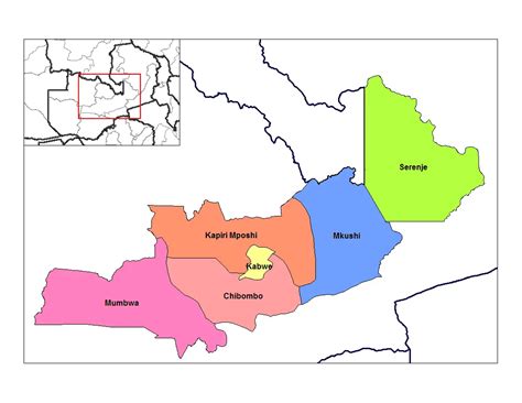 Central Zambia Districts • Mapsof.net