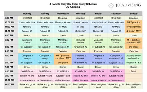 How to Create a Daily Bar Exam Study Schedule - JD Advising | Bar exam, Bar exam motivation ...