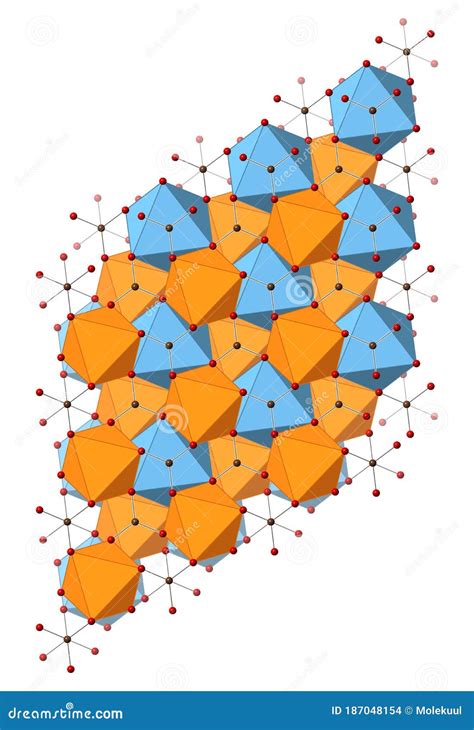 Dolomite (calcium Magnesium Carbonate, CaMg(CO3)2) Mineral, Crystal Structure Stock Illustration ...