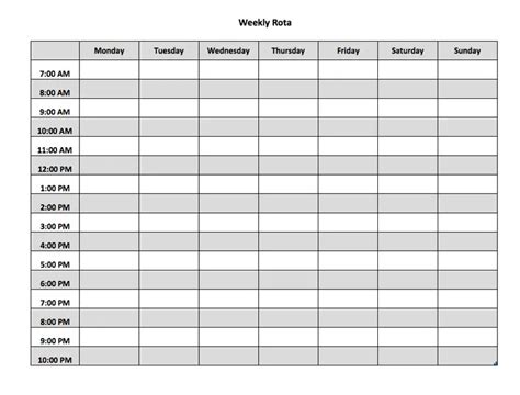 free weekly rota | Excel Templates for every purpose