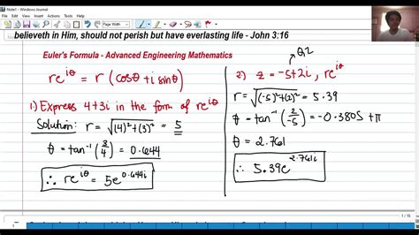 Euler's Formula, Simplifying complex numbers in Exponential Forms - Advanced Engineering ...