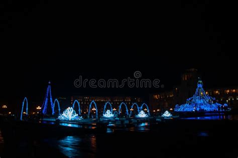 Armenia Yerevan Central Republic Square New Year Lights Stock Image ...