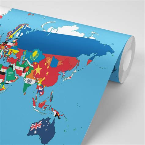 Wallpaper world map with flags | Dovido.com