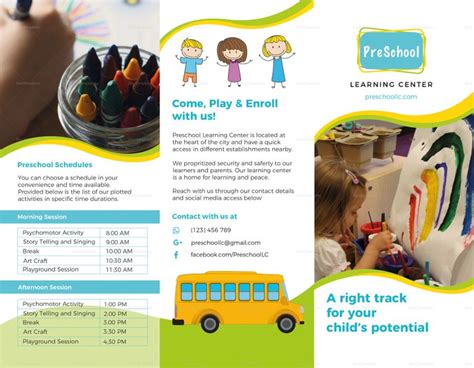 Pre School Brochure Template | School brochure, Brochure template ...