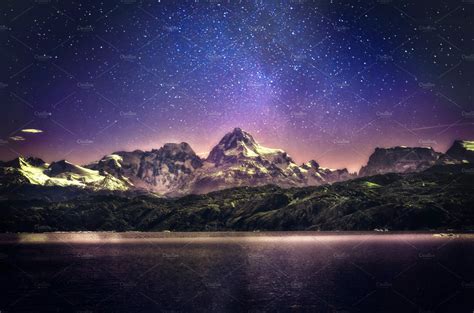 Night sky landscape with starry sky ~ Nature Photos ~ Creative Market