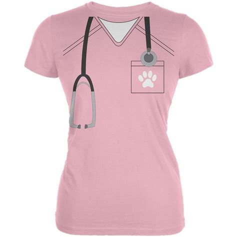 Halloween Vet Veterinarian Scrubs Costume Juniors Soft T Shirt Pink 2XL ...