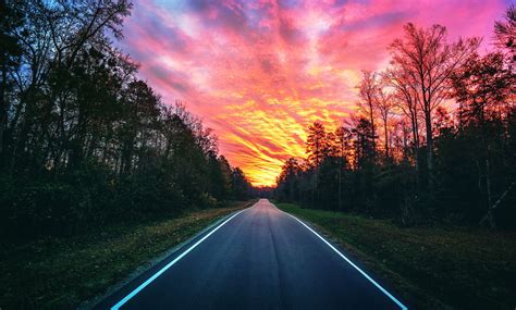 Gray concrete road, sky, landscape, road, sunset HD wallpaper | Wallpaper Flare