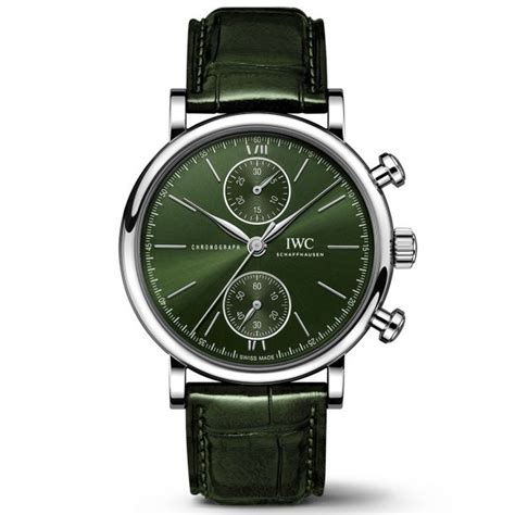 IWC Portofino Chronograph Watch | Green Leather Strap | 39mm | IW391405 ...