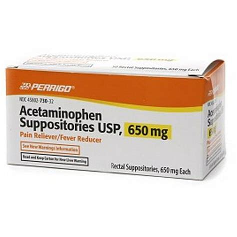 Pain Relief Acetaminophen Suppository 650 mg, Refrigerate-Box of 100 ...