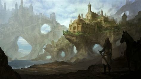 artwork, Fantasy art, Castle, Horse, Architecture, Sea, Hill, Hills Wallpapers HD / Desktop and ...