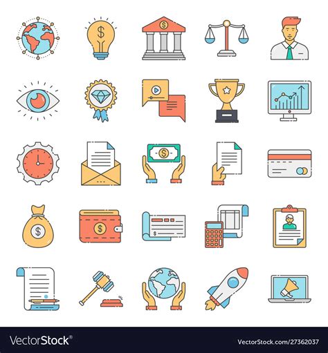 Pack business law conceptual icons Royalty Free Vector Image