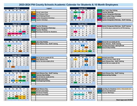 Pitt County Schools Calendar Holidays 2023-2024