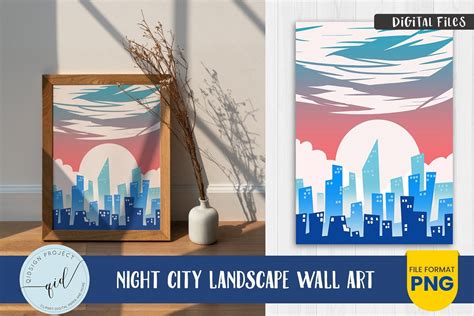 Night City Landscape Wall Art Graphic by qidsign project · Creative Fabrica