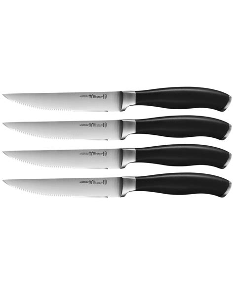 J.a. Henckels Elan 4 Piece Steak Knife Set In Stainless Steel Blade And Black Handle | ModeSens