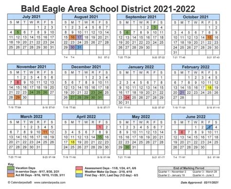 Bald Eagle Area School District Calendar 2022 and 2023 - PublicHolidays.com