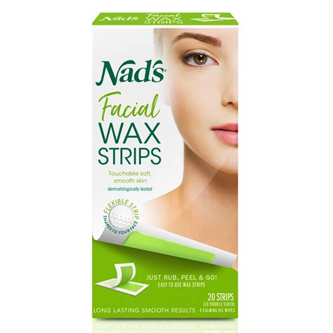 Nad's Facial Wax Strips, Women's Hair Removal Waxing Kit for Face, 20 ...