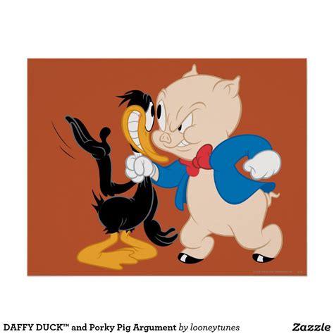 DAFFY DUCK™ and Porky Pig Argument Poster | Looney tunes characters, Daffy duck, Cartoon characters