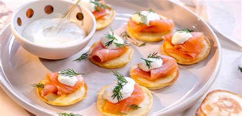 Blinis with Smoked Salmon and Dill Crème Fraiche