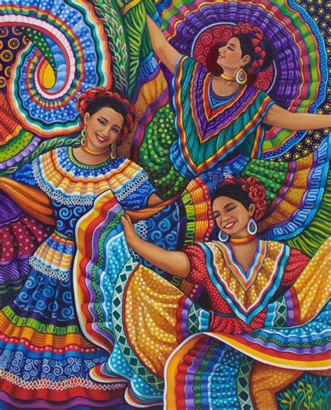 'Mexican Folk Dancers' | Mexican culture art, Mexican folk art painting, Mexican art painting