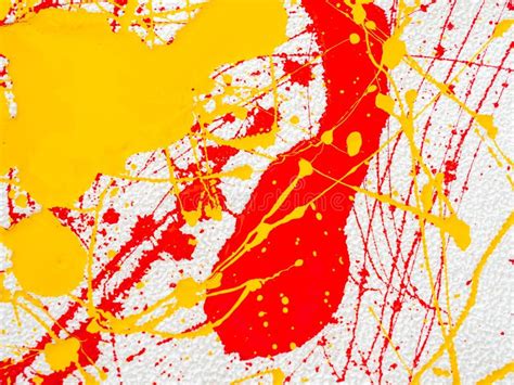 Splashes of Red and Yellow Paint on a White Background Stock Photo - Image of color, macro ...