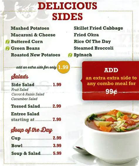 Menu at Luby's cafeteria, Austin, 700 Lavaca St