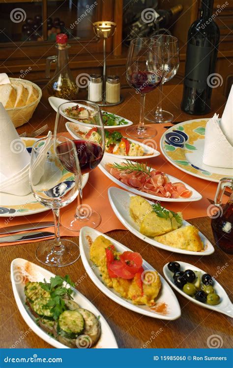 Table Setting Of Spanish Tapas Stock Photo - Image: 15985060