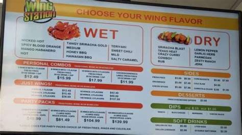 Wing Station menu in Sugar Land, Texas, USA