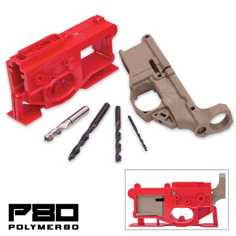 AR15 80% Lower Receiver & Jig Kit - Dark Earth - Polymer80 | Cutlery USA