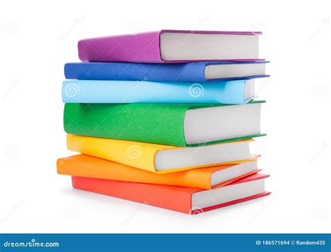 Stack of Colorful Books Isolated on White Background. Collection of ...