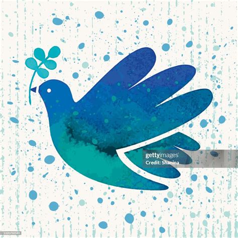 Vector Blue Watercolor Dove Of Peace On Craft Paper High-Res Vector ...