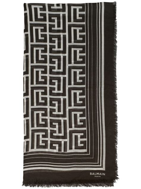 Balmain monogram-pattern Silk Scarf - Farfetch