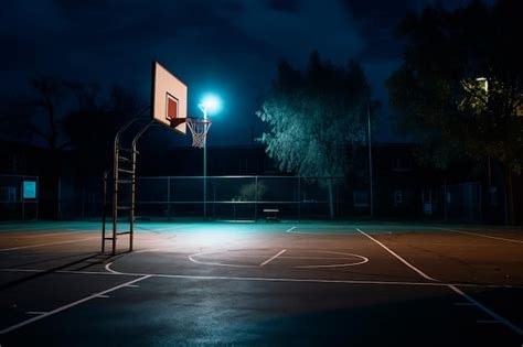 Premium AI Image | Basketball court at night