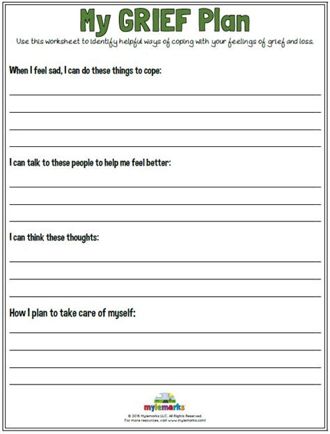 Free Printable Grief Worksheets Web Process Grief With Free Worksheets, Education, And ...