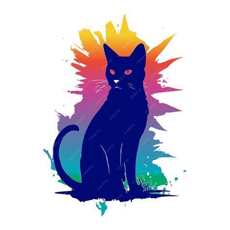 Premium Vector | Silhouette of a cat behind of sunset