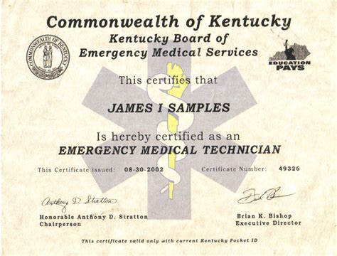 Emt Certificate Template